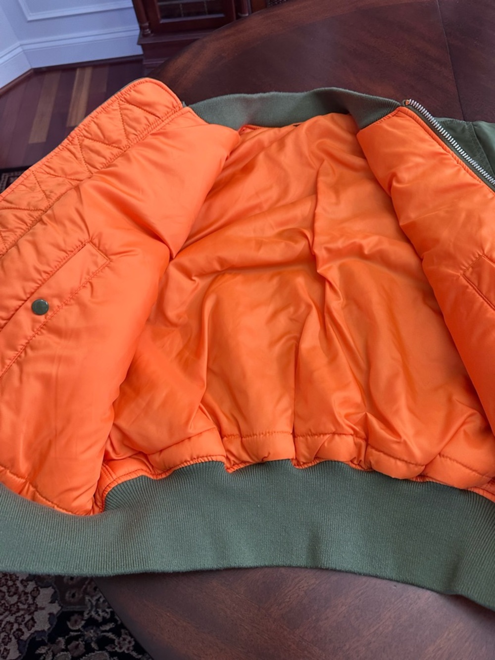 Alpha Industries Green Reversible Bomber Flight Jacket Military Tactical Utility - Picture 3 of 10